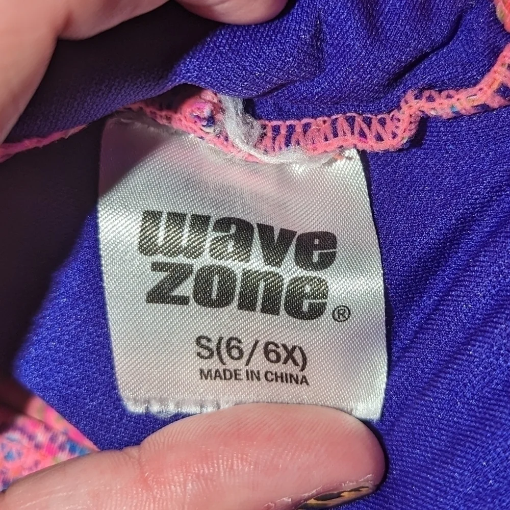 Wave Zone Girl's Ruffled One Piece Swimsuit Sz S (6-6x)